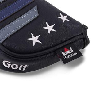 Craftsman Golf Blue Strips Mallet Putter Cover Magnetic Closure (Heel Shaft)