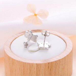 Ladytree S925 Sterling Silver Jewelry Puppy Dog Cat Pet Paw Print White Simulated Opal Stud Earrings