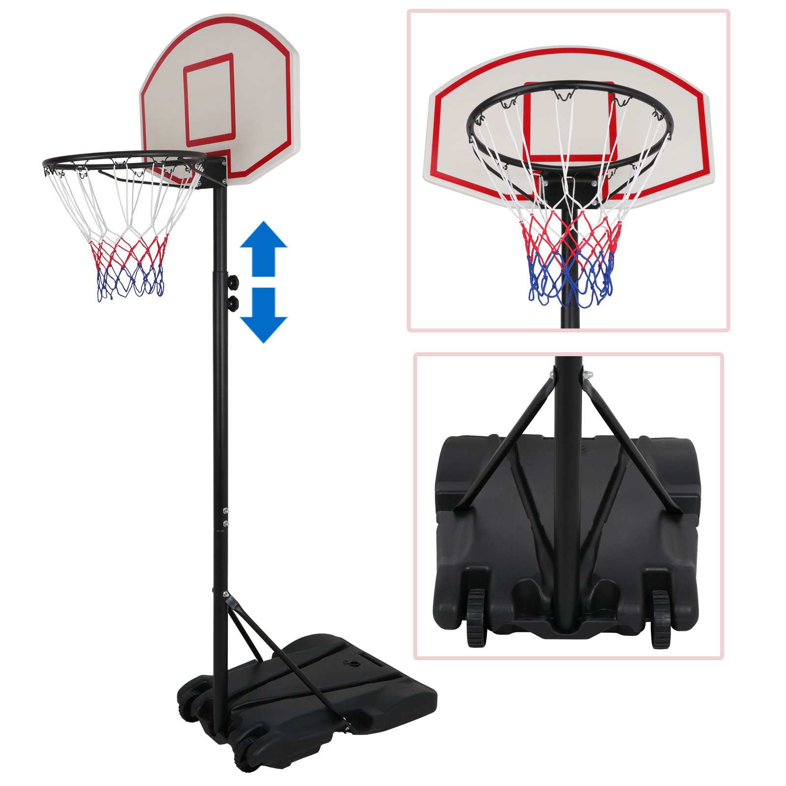 LEMY Portable Basketball Hoops Goal System with Wheels, Height Adjustable Outdoor Basketball Stand for Kids/Adults Indoor, 28 Inch Backboard