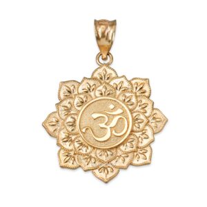 la blingz 14k yellow gold om lotus mandala charm pendant