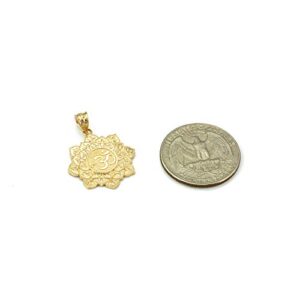 LA BLINGZ 14K Yellow Gold Om Lotus Mandala Charm Pendant