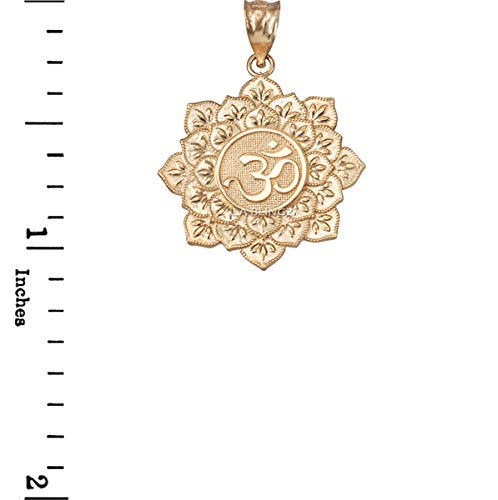 LA BLINGZ 14K Yellow Gold Om Lotus Mandala Charm Pendant