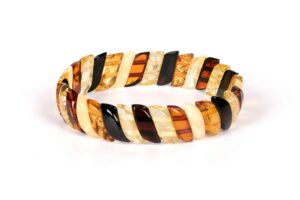 amberage natural baltic amber stretch bracelet for women - hand made from polished/certified baltic amber beads(multi)