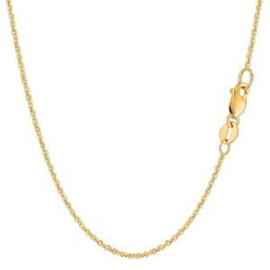 14k solid yellow or white 1.5mm shiny diamond cut forsantina cable chain necklace for pendants and charms with lobster-claw clasp (16" 18" or 20 inch) womens and mens chains jewelry