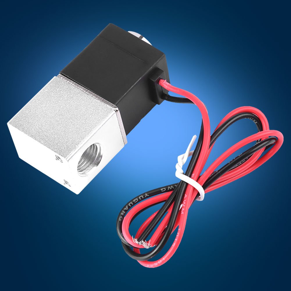 12V DC 1/4" Electric Solenoid Air Valve 2 Way Uni-Directional Normally Closed Pneumatic Aluminum Gas Liquid Water