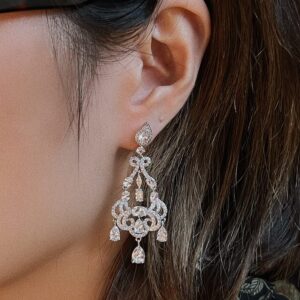 Cubic Zirconia Wedding Earrings For Women Crystal Drop Earrings Wedding Bridal Multiple Teardrop Chandelier Long Dangle Earrings