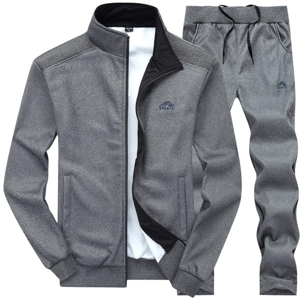 MANTORS Men's 2 Piece Tracksuit Full Zip Running Jogging Sports Sweatsuits 03DARKGray-2XL