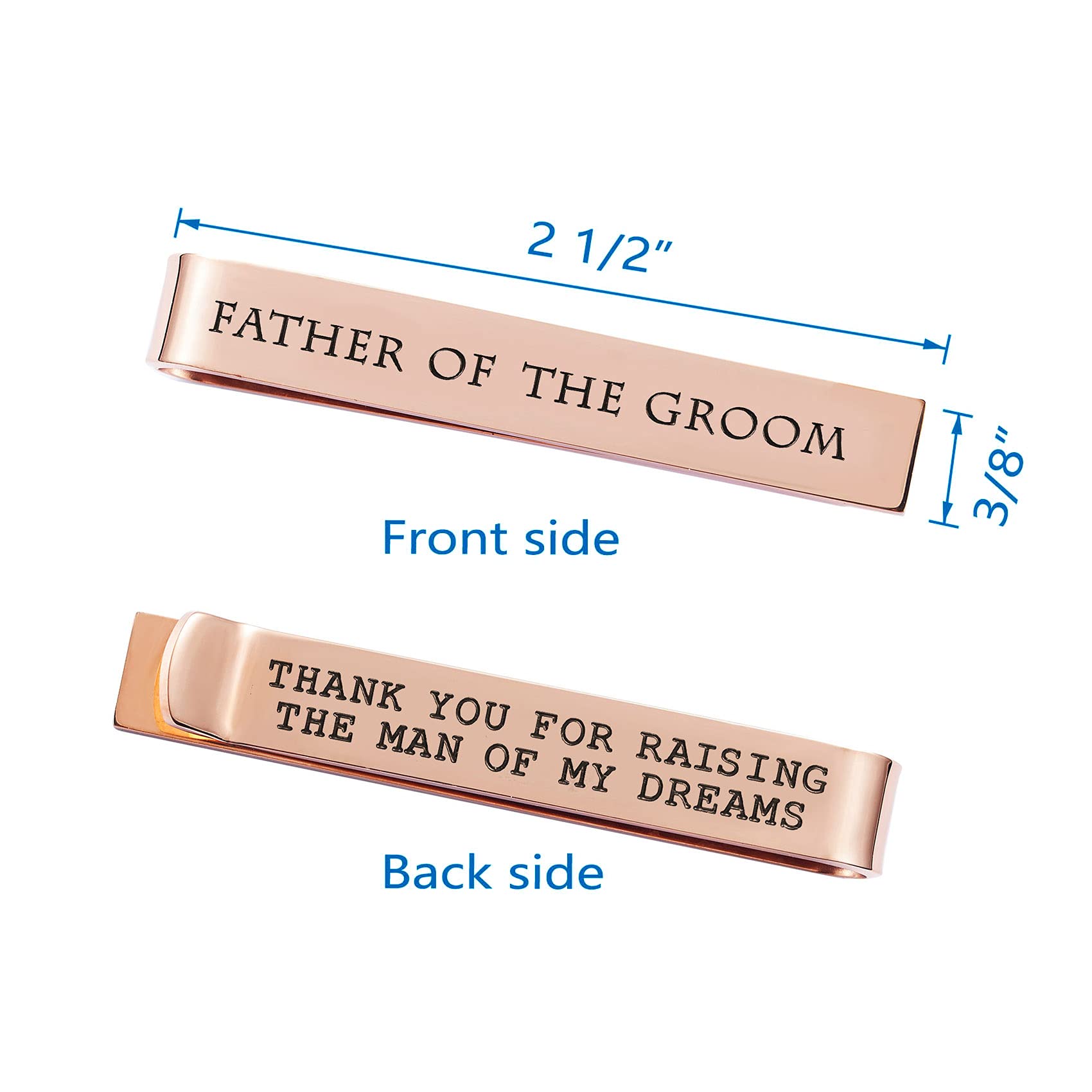 LParkin Stainless Steel Tie Clip Wedding Set - Father of The Groom Tie Clip - Father of The Bride Tie Bar (Father of The Groom-Rose Gold)