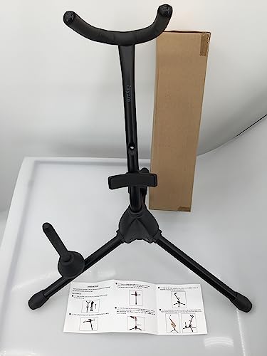 Rayzm Alto/Tenor Saxophone Stand with Detachable Flute/Clarinet Holder, Adjustable Portable Stand for Alto Saxophone, Tenor Saxophone, Clarinet & Flute. Folding Legs, Easy to Assemble and Disassemble.