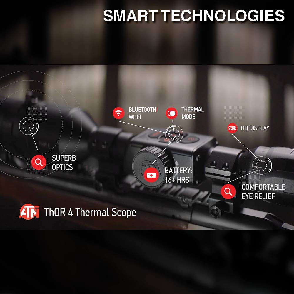 ATN Thor 4 384x288, 1.25-5x Thermal Scope w/Video rec in HD, Smooth Zoom, Bluetooth and Wi-Fi (Streaming, Gallery & Controls)