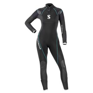 scubapro definition steamer 5 mm women's diving wetsuit (black/turquoise, 2xl)