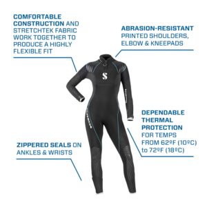 SCUBAPRO Definition Steamer 5 mm Women's Diving Wetsuit (Black/Turquoise, 2XL)