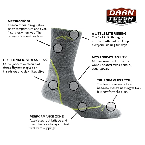 Darn Tough Men's Light Hiker Micro Crew Lightweight with Cushion Sock (Style 1972) - Black, X-Large