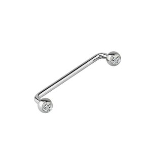 press fit 5/8 surface piercing jewelry, staple surface piercing barbell, staple surface jewelry cz top crystal 16mm