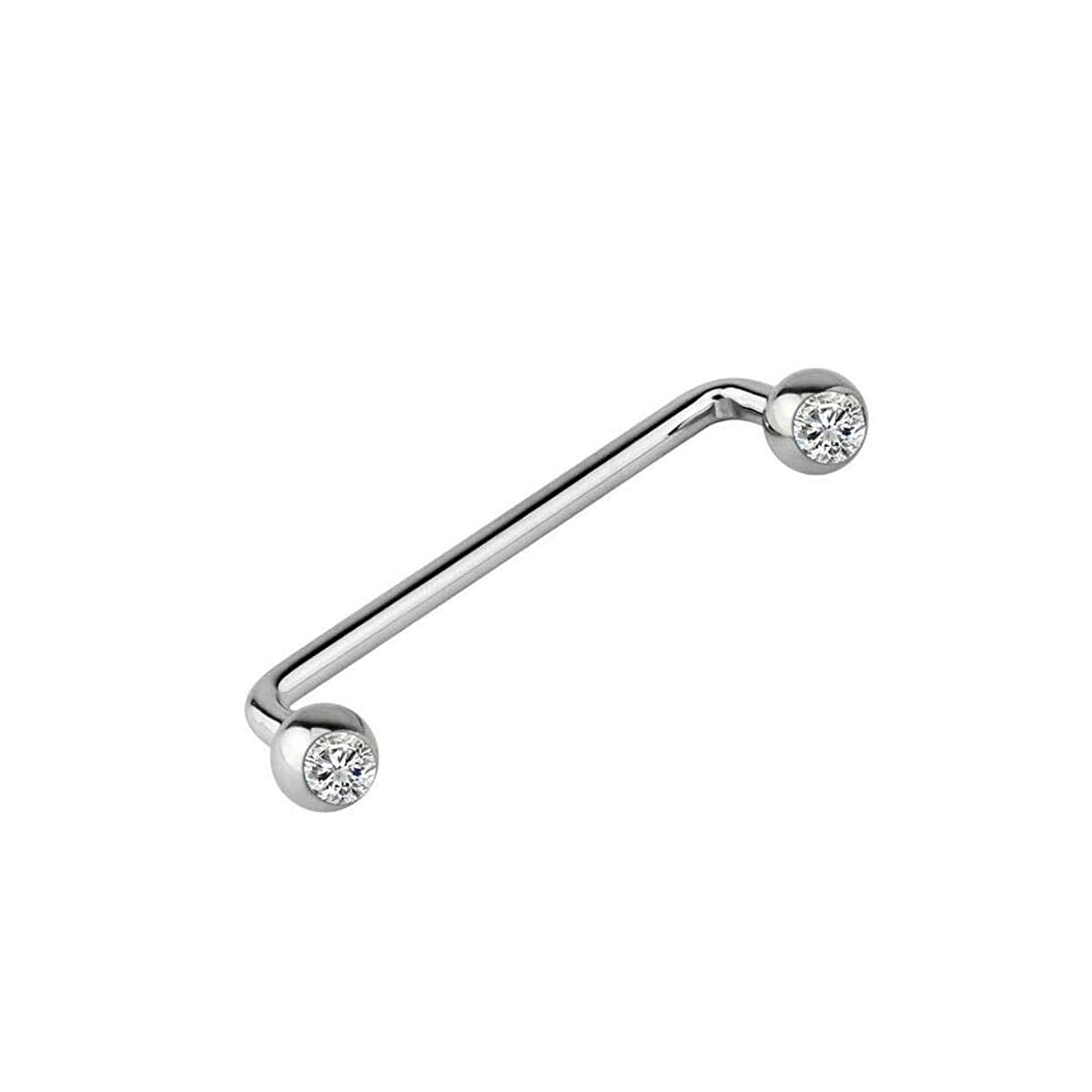 Press Fit 5/8 Surface Piercing Jewelry, Staple Surface Piercing Barbell, Staple Surface Jewelry CZ Top Crystal 16mm