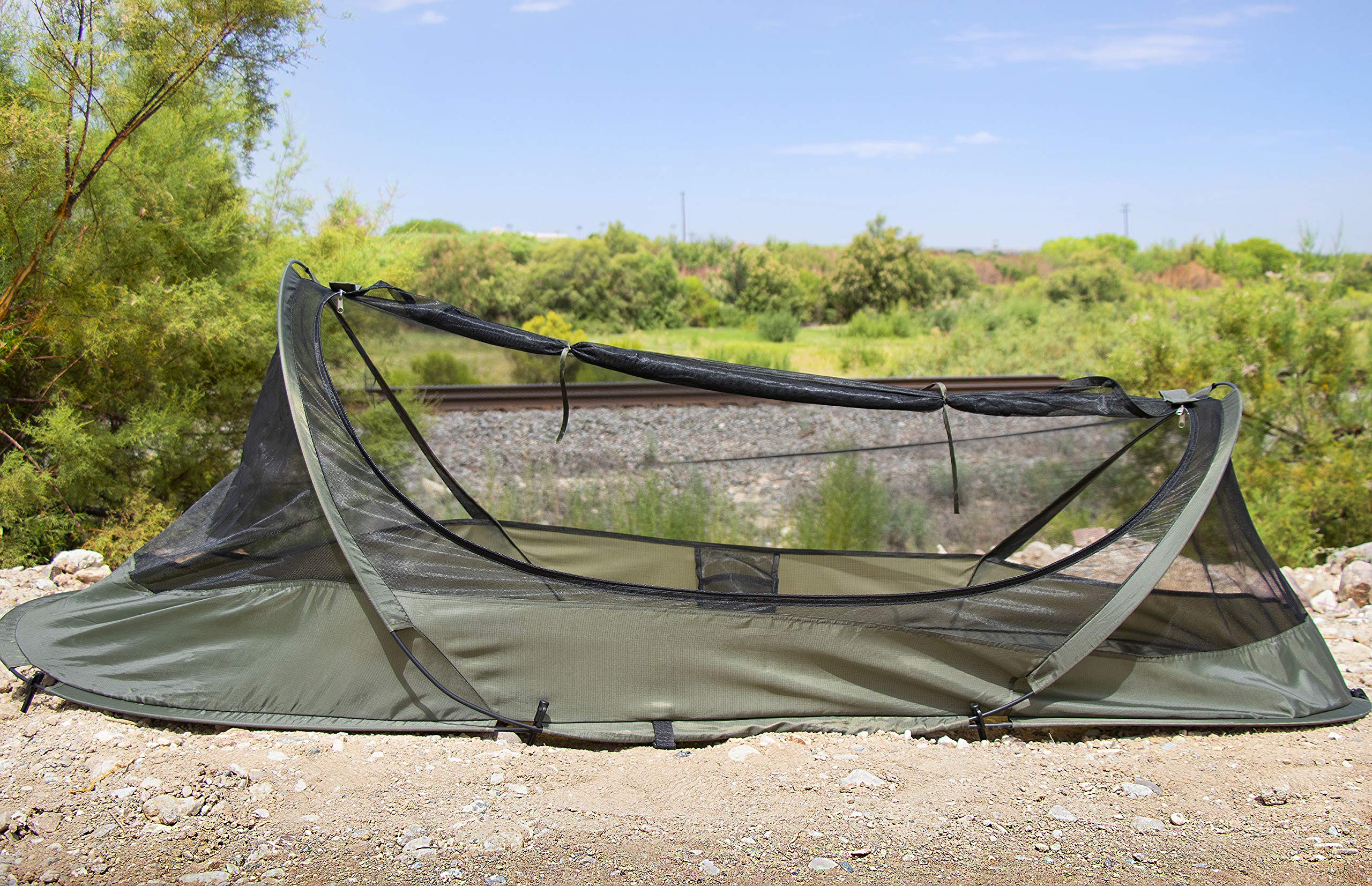 Bivy Tent Sleeping Net System for Outdoors, Camping, Home and Mesh Protection (OD Green)