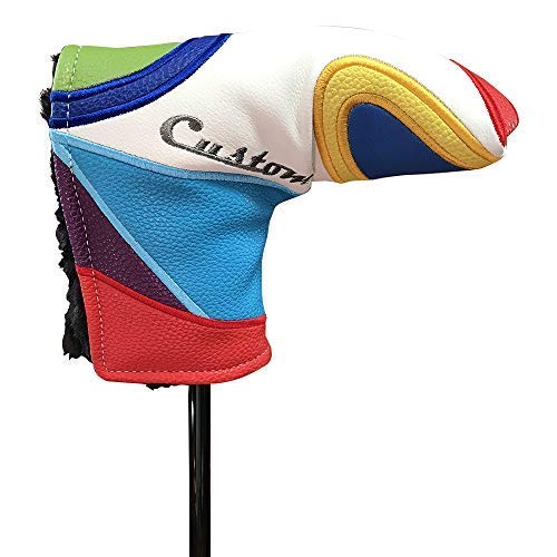 Majek Golf Retro Putter Blade Style Headcover. Limited Edition Vintage Leather Style, Fashionable Colorful Groovy Custom 70'S Design