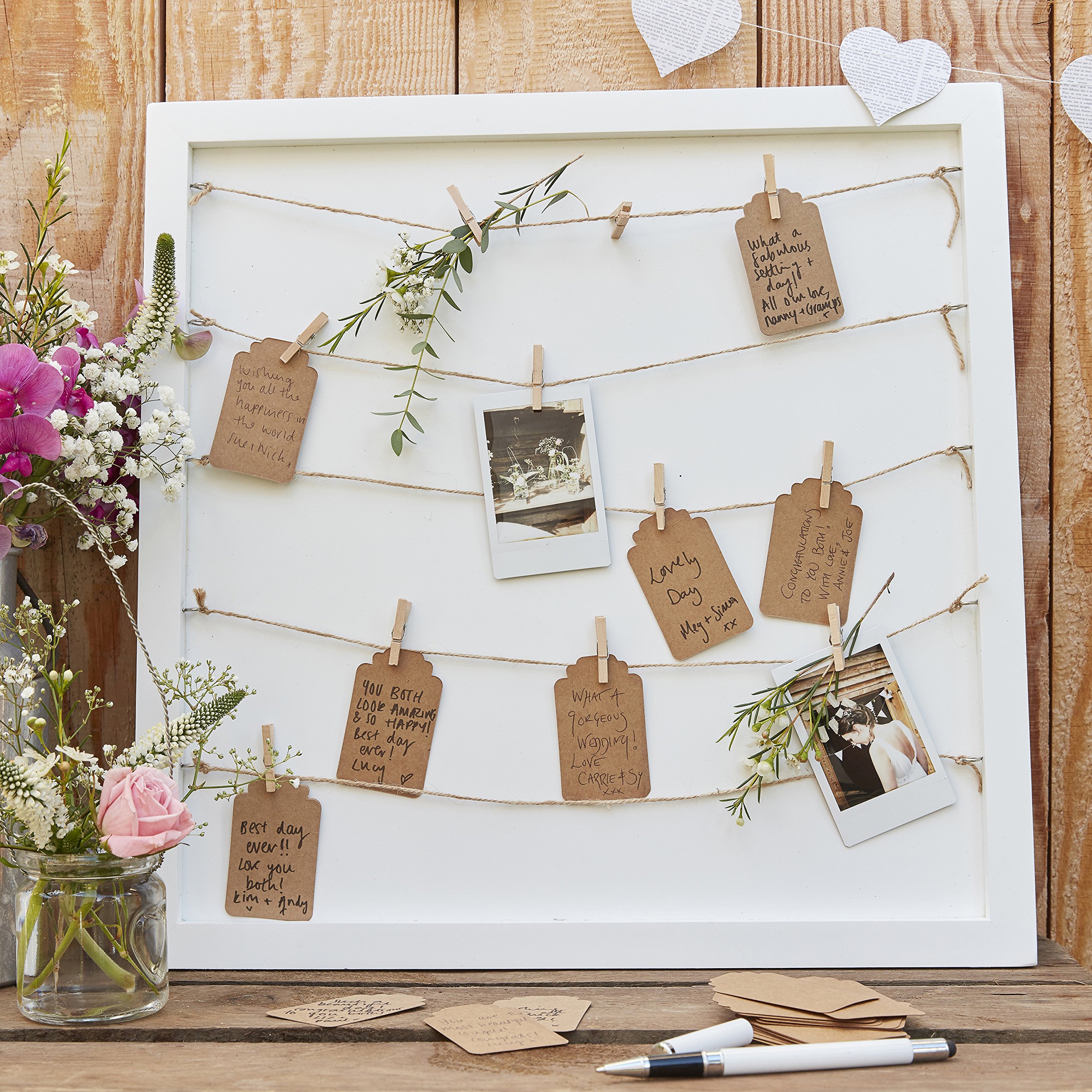 Ginger Ray Alternative Wedding Guestbook Peg & String Tag Frame Rusric Country