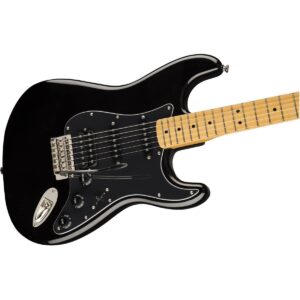 Squier Classic Vibe 70s Stratocaster Electric Guitar, with 2-Year Warranty, Black, Maple Fingerboard