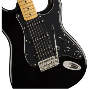 Squier Classic Vibe 70s Stratocaster Electric Guitar, with 2-Year Warranty, Black, Maple Fingerboard