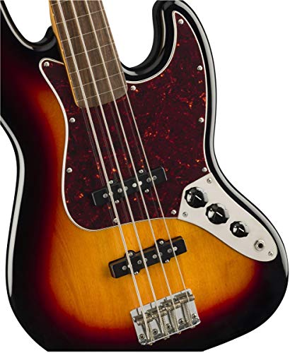 Squier Classic Vibe 60s Jazz Bass, 3-Color Sunburst, Fretless, Laurel Fingerboard