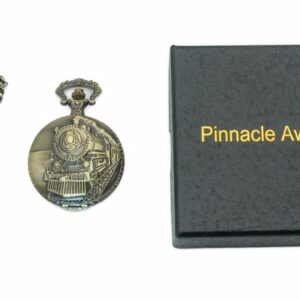 Pinnacle Awards Canada Railroad Regulation Pocket Watch with 2 Chains, Japanese Movement Steam Engine #1