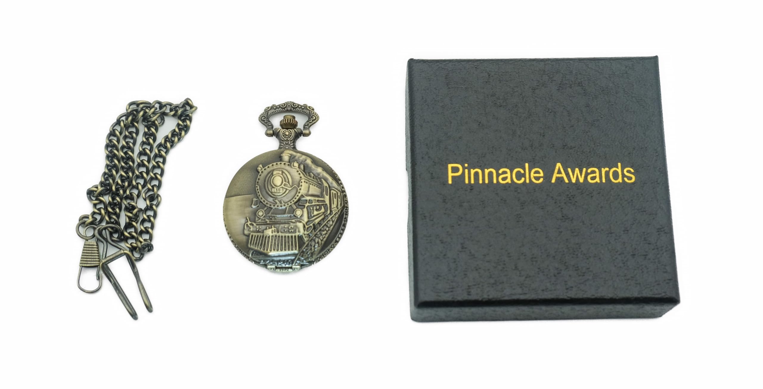 Pinnacle Awards Canada Railroad Regulation Pocket Watch with 2 Chains, Japanese Movement Steam Engine #1