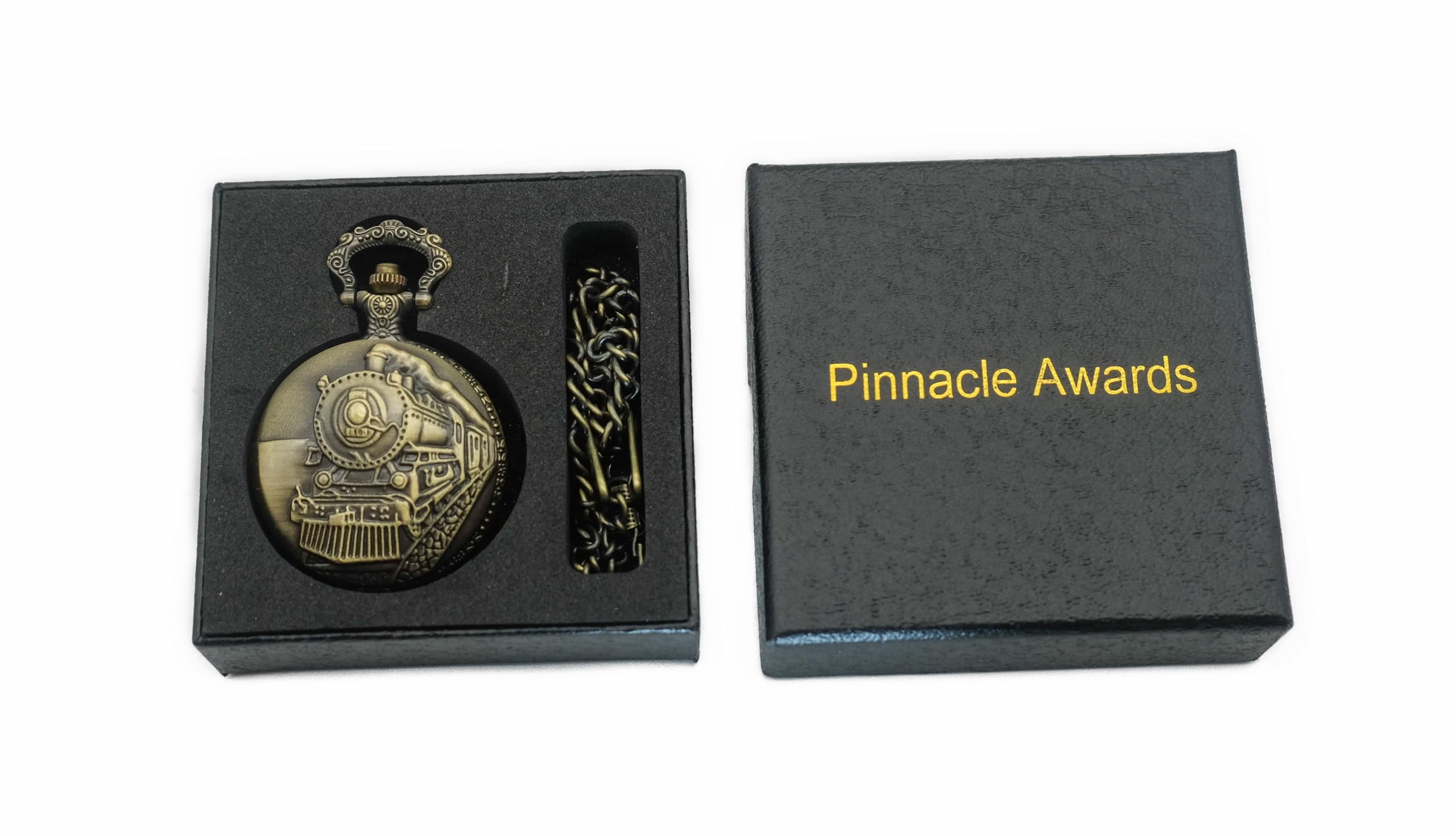 Pinnacle Awards Canada Railroad Regulation Pocket Watch with 2 Chains, Japanese Movement Steam Engine #1