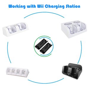 YZGame Wii Batteries Pack Rechargeable for Wii Controller, 2 Pack Rechargeable Batteries for Wii/Wii U Remote Controller Black