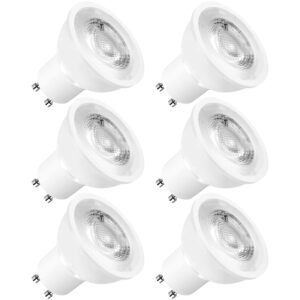 luxrite mr16 gu10 led bulbs dimmable, 50w halogen equivalent, 4000k cool white, 500 lumens, 120v spotlight led bulb gu10, enclosed fixture rated, perfect for landscape or home lighting (6 pack)