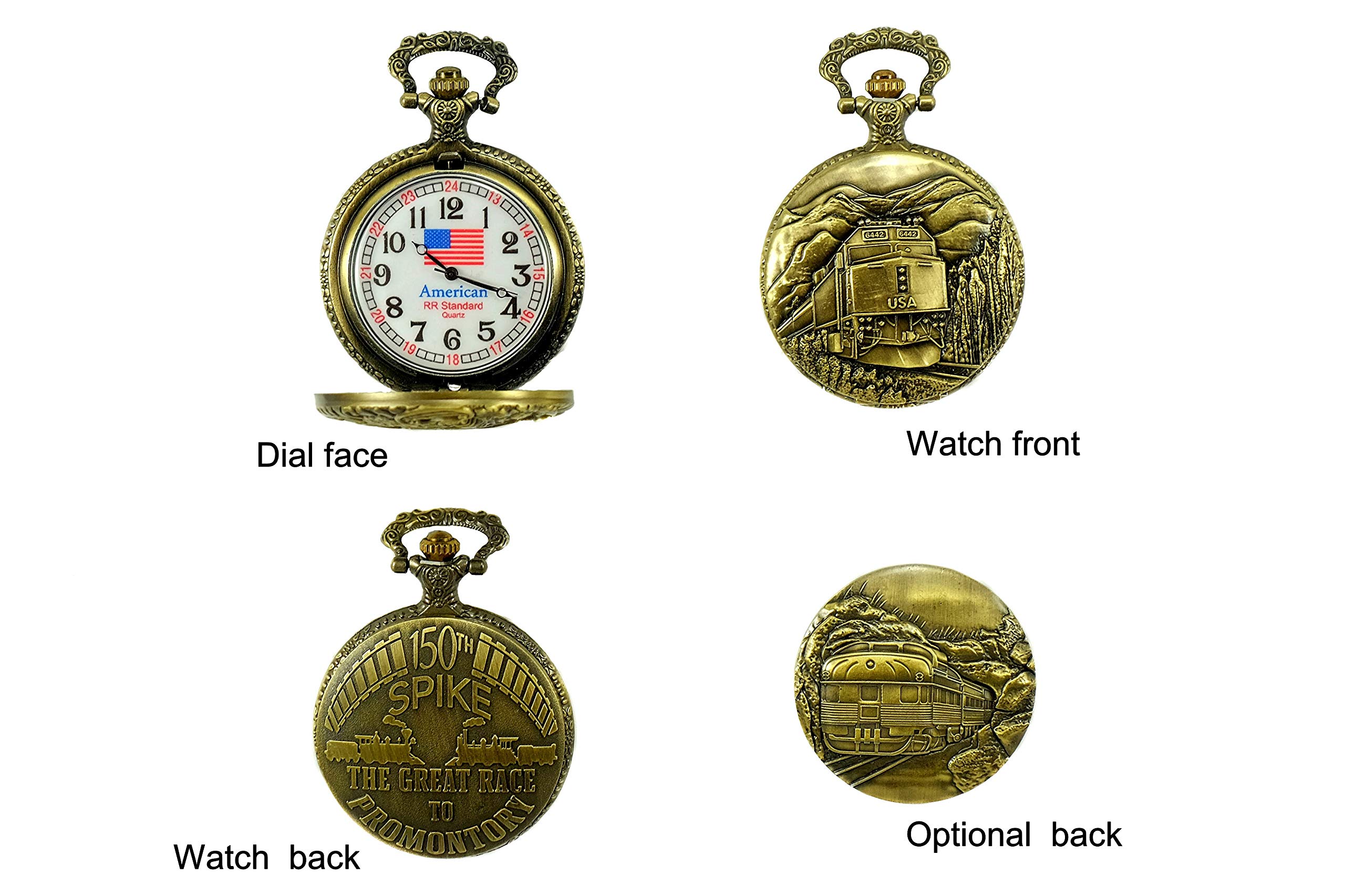 Pinnacle Awards Railroad Approved Railway Regulation Standard Train Pocket Watch 150th Spike Anniversary 4 Passenger Unit F40PH