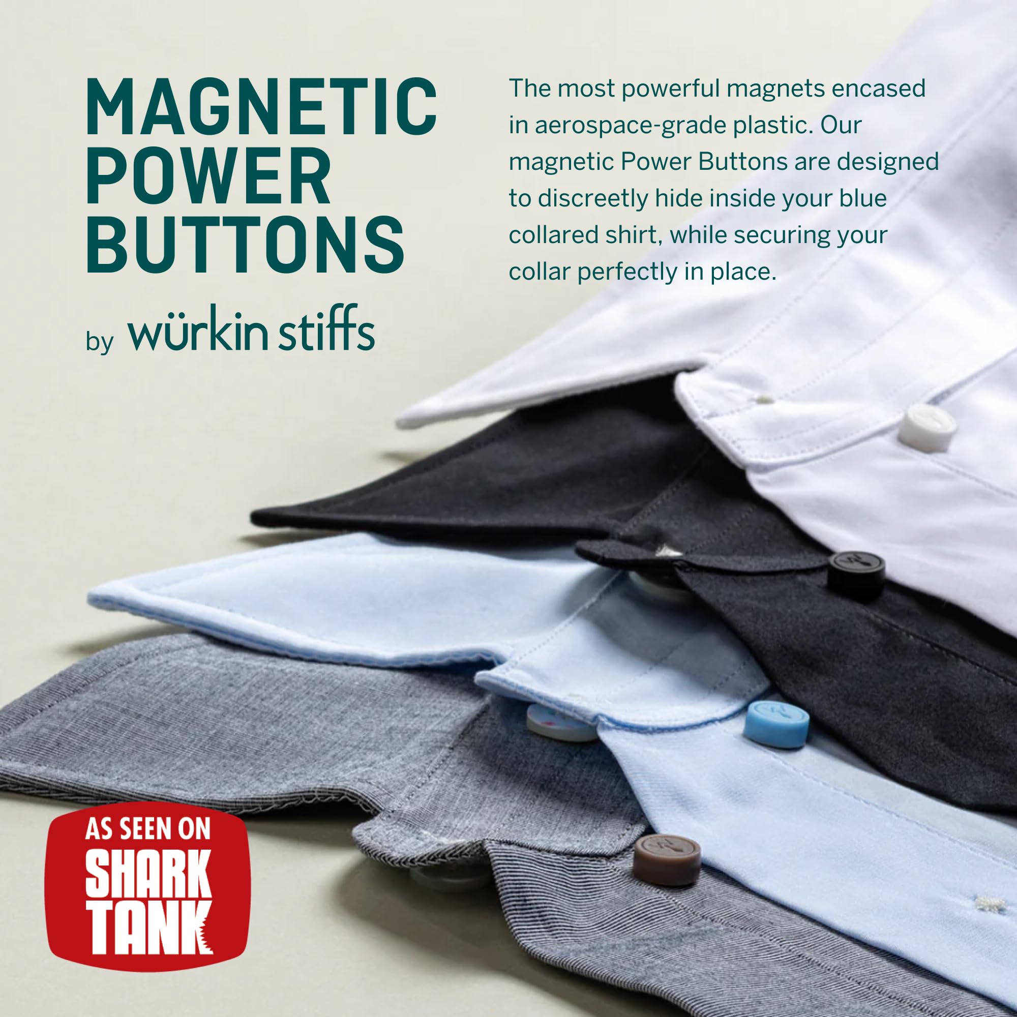 Silver Magnetic Power Buttons by Würkin Stiffs | Pack of 8 | Replacement Magnets for Power Stays | Magnets for Collar Stays in Storage Case | As Seen on Shark Tank