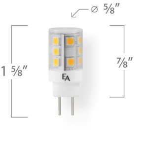 Emery Allen EA-G8-2.5W-001-279F-D Dimmable Miniature Bi-Pin Base LED Light Bulb, 120V-2.5Watt (20W Equivalent) 250 Lumens, 2700K, 1 Pcs