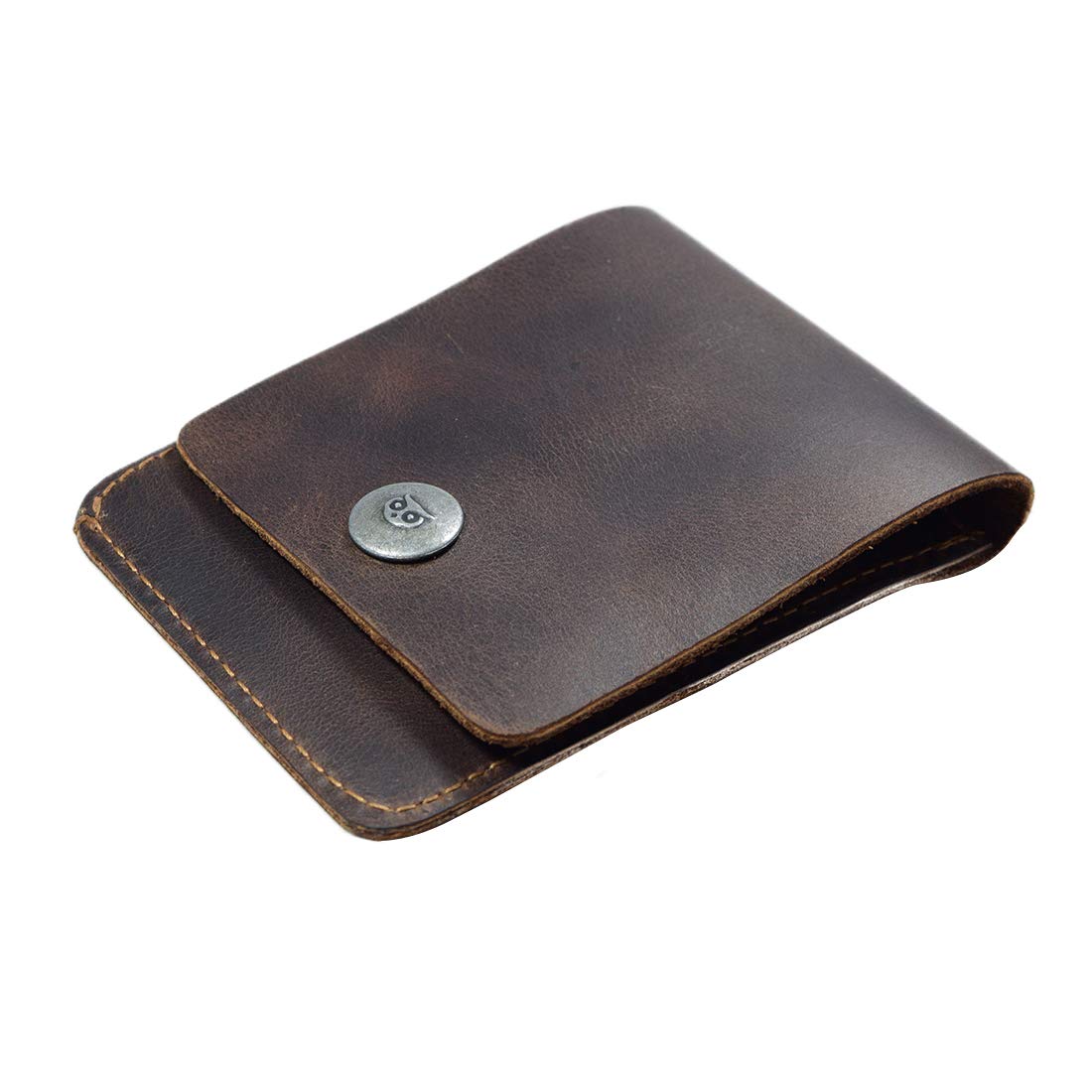 Hide & Drink, Vertical Front Pocket Wallet with Card Slot, Compact Storage for Bills, Card Holder, Full Grain Leather, Handmade, Bourbon Brown