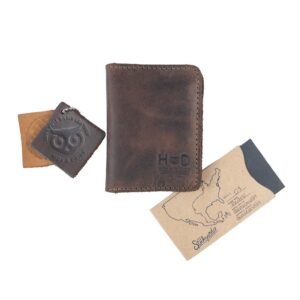 Hide & Drink, Bifold Wallet, Slim Card Holder, Minimalist Traveler Wallet, Vintage Front Pocket Wallet, Full Grain Leather, Handmade, Bourbon Brown