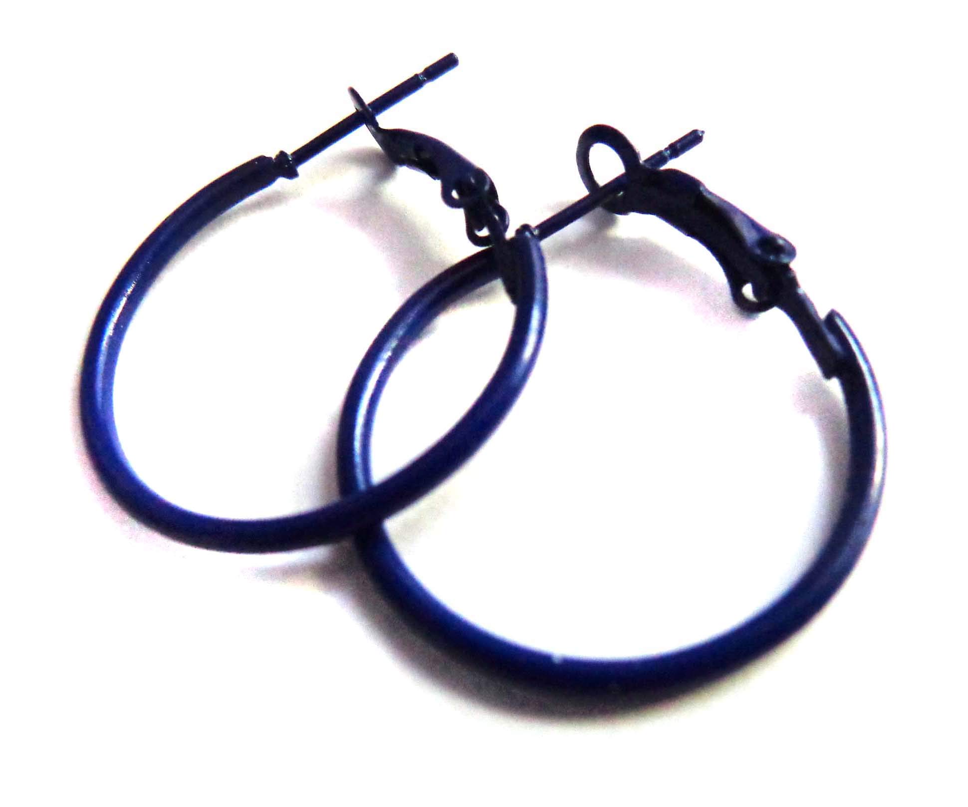 Color Hoop Earrings Simple Thin Hoop Earrings 2.25 Inch Navy Blue Hoop Earrings