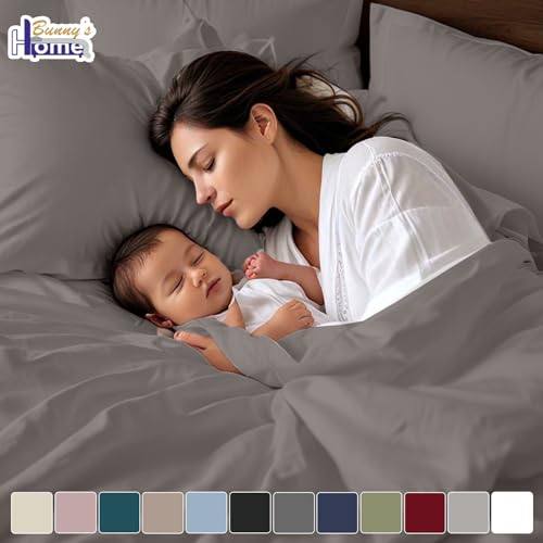 Bunny's Home King Size Sheet Set 1000 Thread Count Light Grey Sheets Egyptian Cotton Cooling Bed Sheets 17 inch Deep Pocket Fitted Sheet 1 Flat Sheet & 2 Pillow Cases 4 Piece Sateen Weave Bedding