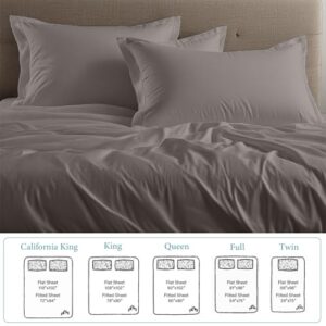 Bunny's Home King Size Sheet Set 1000 Thread Count Light Grey Sheets Egyptian Cotton Cooling Bed Sheets 17 inch Deep Pocket Fitted Sheet 1 Flat Sheet & 2 Pillow Cases 4 Piece Sateen Weave Bedding