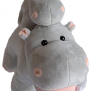 Mother and Baby Hippo Plush Toy Set | Super Soft Hippo Stuffed Animals | Cute Plushies for Kids' Bedroom | 17-In Safari Stuffed Animals for Girls & Boys | Hippo Stuffed Animal Toys by Exceptional Home