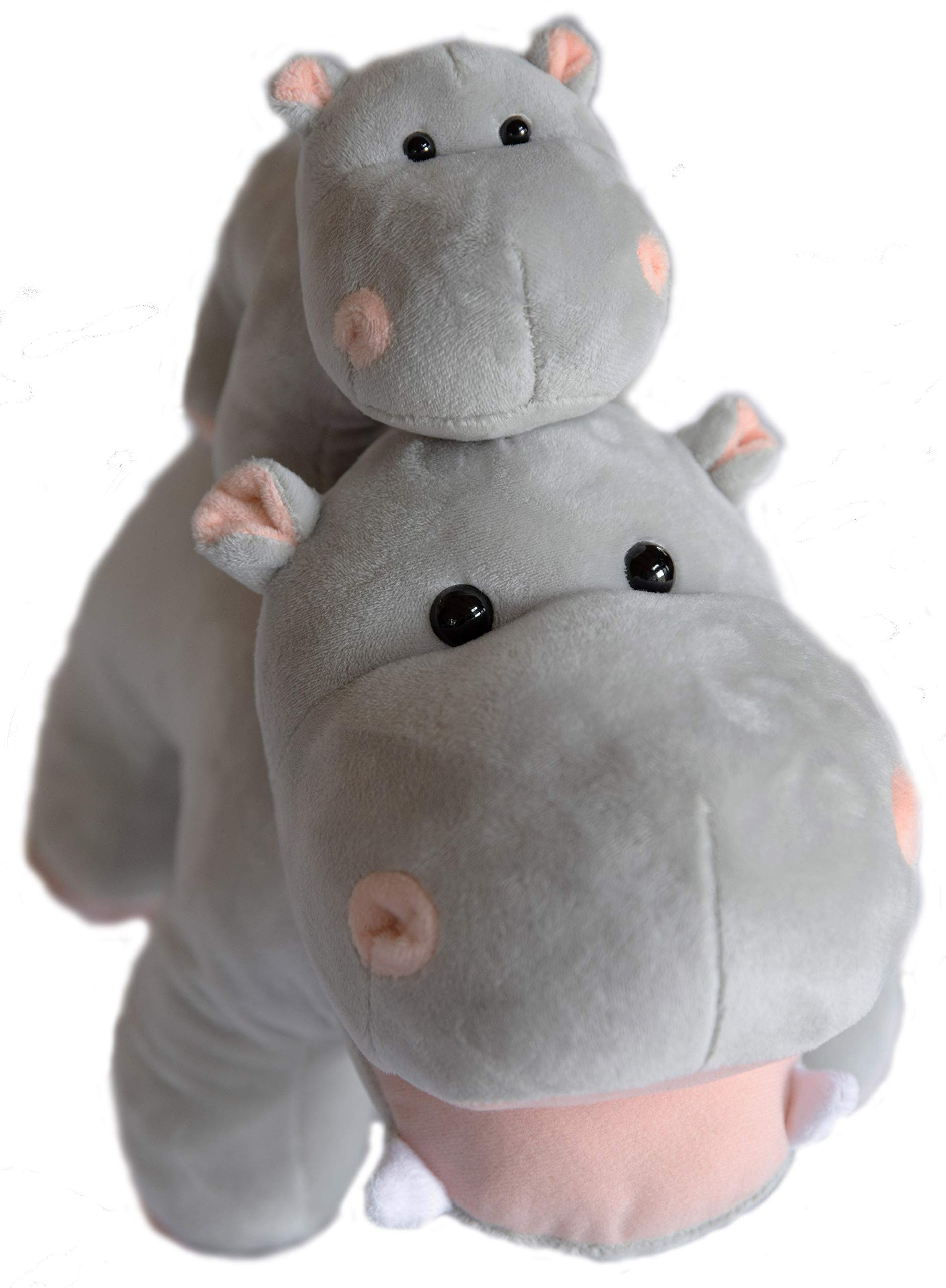 Mother and Baby Hippo Plush Toy Set | Super Soft Hippo Stuffed Animals | Cute Plushies for Kids' Bedroom | 17-In Safari Stuffed Animals for Girls & Boys | Hippo Stuffed Animal Toys by Exceptional Home