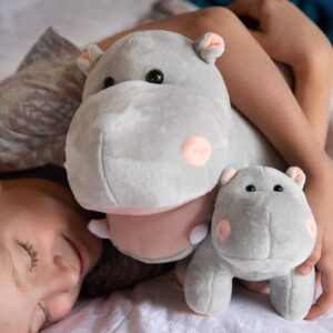 Mother and Baby Hippo Plush Toy Set | Super Soft Hippo Stuffed Animals | Cute Plushies for Kids' Bedroom | 17-In Safari Stuffed Animals for Girls & Boys | Hippo Stuffed Animal Toys by Exceptional Home