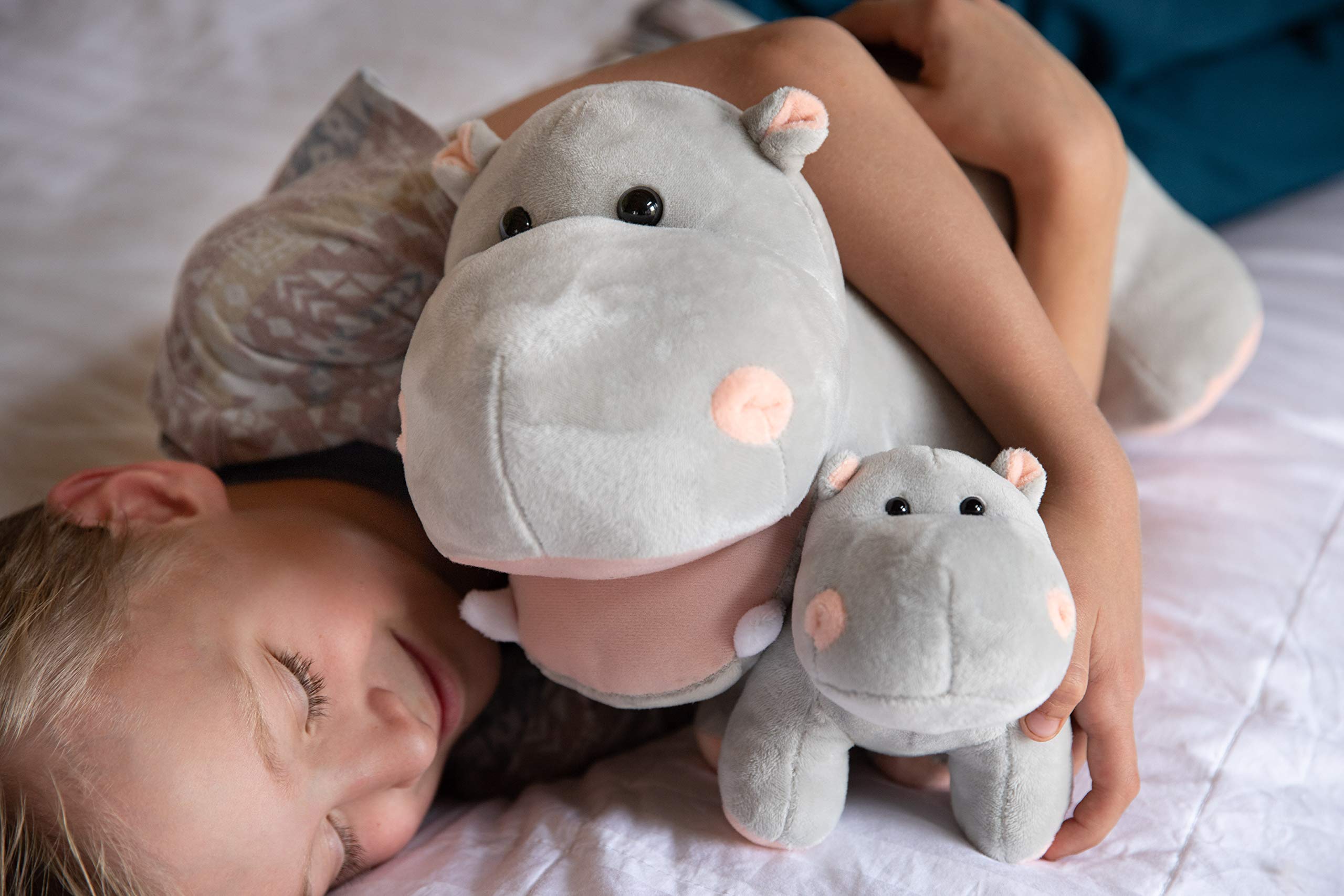 Mother and Baby Hippo Plush Toy Set | Super Soft Hippo Stuffed Animals | Cute Plushies for Kids' Bedroom | 17-In Safari Stuffed Animals for Girls & Boys | Hippo Stuffed Animal Toys by Exceptional Home