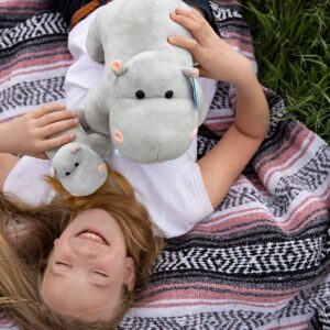 Mother and Baby Hippo Plush Toy Set | Super Soft Hippo Stuffed Animals | Cute Plushies for Kids' Bedroom | 17-In Safari Stuffed Animals for Girls & Boys | Hippo Stuffed Animal Toys by Exceptional Home