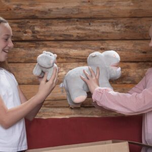 Mother and Baby Hippo Plush Toy Set | Super Soft Hippo Stuffed Animals | Cute Plushies for Kids' Bedroom | 17-In Safari Stuffed Animals for Girls & Boys | Hippo Stuffed Animal Toys by Exceptional Home