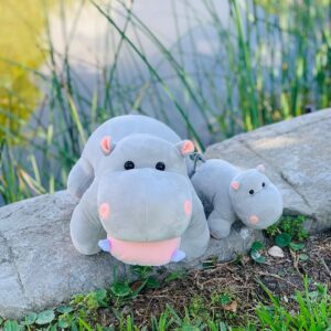 Mother and Baby Hippo Plush Toy Set | Super Soft Hippo Stuffed Animals | Cute Plushies for Kids' Bedroom | 17-In Safari Stuffed Animals for Girls & Boys | Hippo Stuffed Animal Toys by Exceptional Home