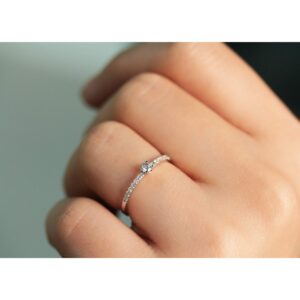 Kobelli Low Petite Diamond Promise Ring 10k White Gold, 6