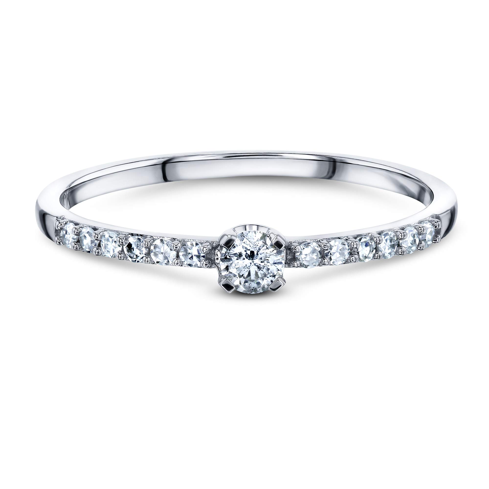 Kobelli Low Petite Diamond Promise Ring 10k White Gold, 6