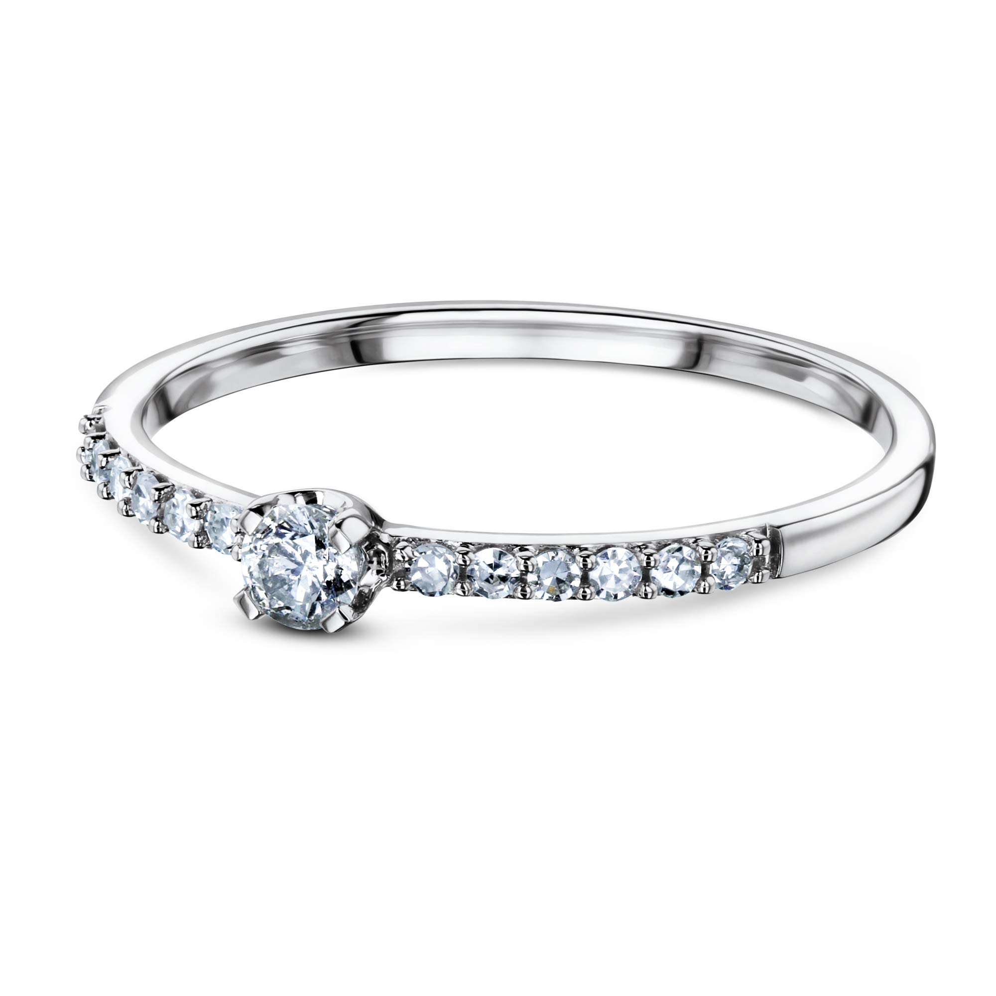 Kobelli Low Petite Diamond Promise Ring 10k White Gold, 6