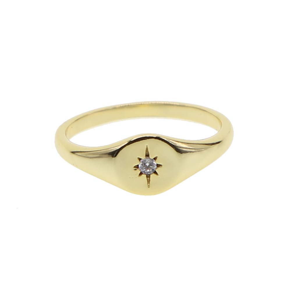 ATJMLADYJEWELRY Simple jewelry Gold plated women finger jewelry star starburst signet ring (7)