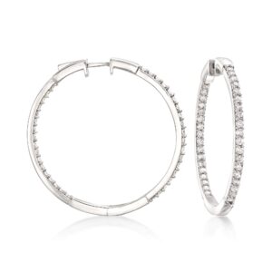 Ross-Simons 2.00 ct. t.w. Diamond Inside-Outside Hoop Earrings in Sterling Silver